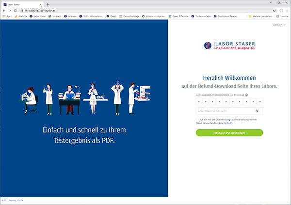 Onlinebefunde Website