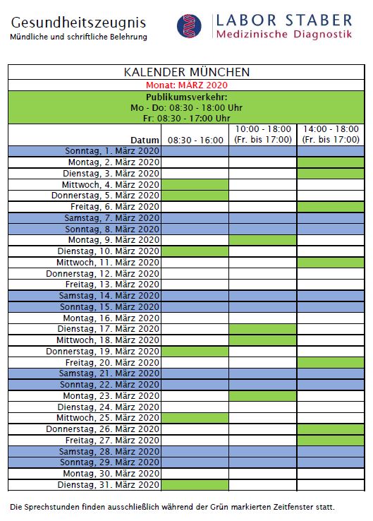 Gesundheitszeugnis  Labor Staber